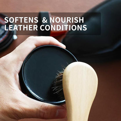 Black Brown Shoe Polish Kit Saddle Soap Mink Oil Leather Boot Shoe Shine Kit Conditioner Cream Wax Care Clearner Set