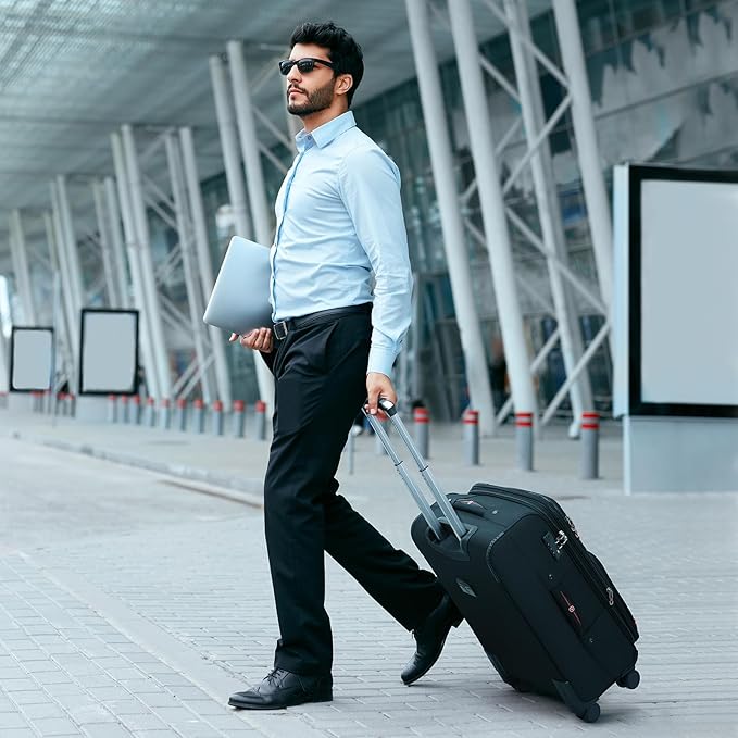 Softside Expandable Luggage with 4 Spinner Wheels, Durable Checked-Luggage Suitcase (Black, 31-Inch)