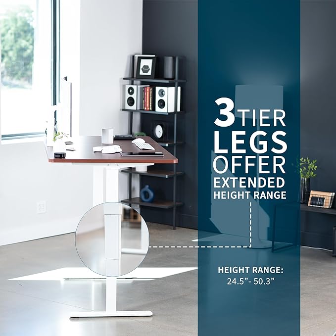 VIVO Electric 71 x 36 in Dual Motor Sit Stand Desk, Memory Height Adjustment, 2B Series, Dark Walnut Top White Frame, DESK-KIT-2W7D-36