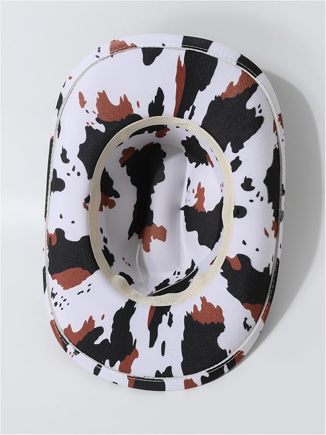 WDIRARA Women's Cowboy Hat Cow Print Western Cowgirl Hats Travel Vacation