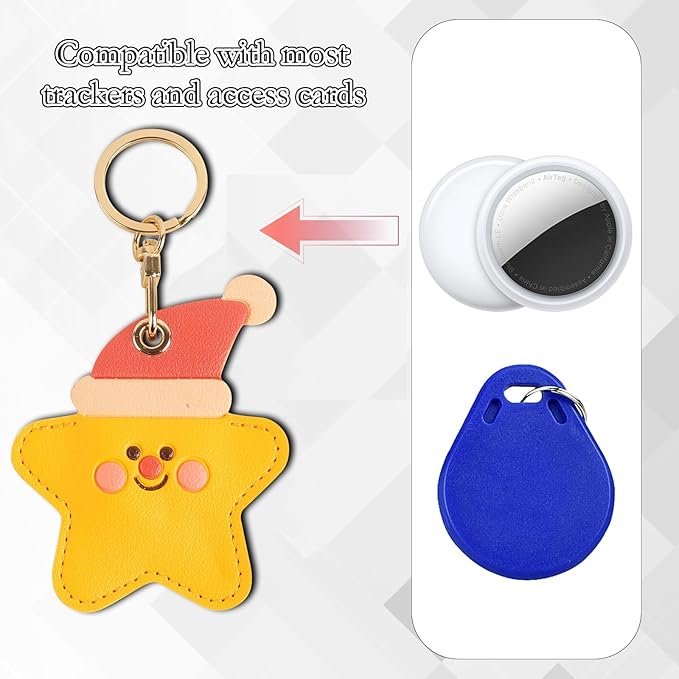 Leather Keychain Case Holder Compatible with Apple AirTag, GPS Airtag Keychain Finder Tracker with Key Ring, Anti-Scratch Protective Air Tag Cover