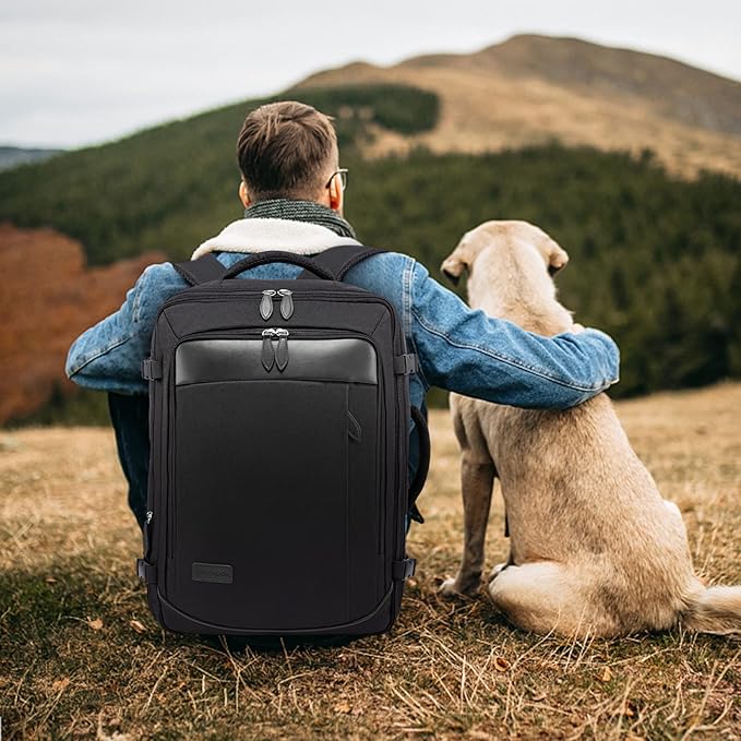 LOVEVOOK Carry on Backpack, 45L Travel Backpack for Women Men Airline Approved, Expandable Large Suitcase Backpacks With 4 Packing Cubes, Aer Travel Pack 3, Water Resistant Weekender Bag