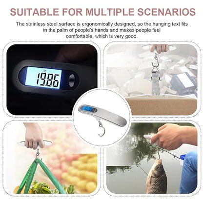 Digital Stainless Steel Luggage Scale Portable Electronic Hanging Weighing Scale with Hook for Travel Bags and Suitcases