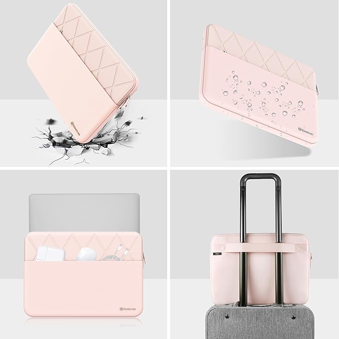 Smatree Laptop Sleeve for 17 inch DELL XPS 17, DELL XPS 17 Laptop Case with Accessory Pocket, YKK Zipper, Patented Shockproof Design, Pink (E613P)