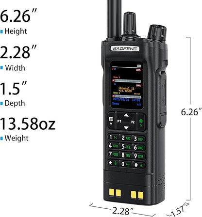 BAOFENG DM32 DMR Handheld Radio with USB-C Charging, GPS, 10W Long Range Walkie Talkie for Emergency Rescue & Outdoor Sports DM-32UV (1 Pack Black+Back Clip)