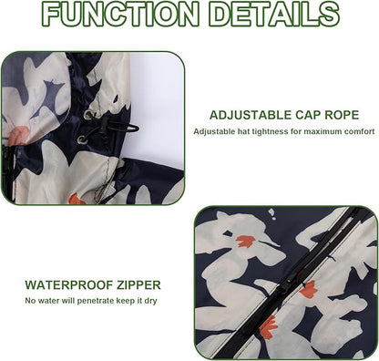Hooded Rain Ponchos for Adult - Rain Coat and Rain Jacket with Waterproof Pocket and Zipper