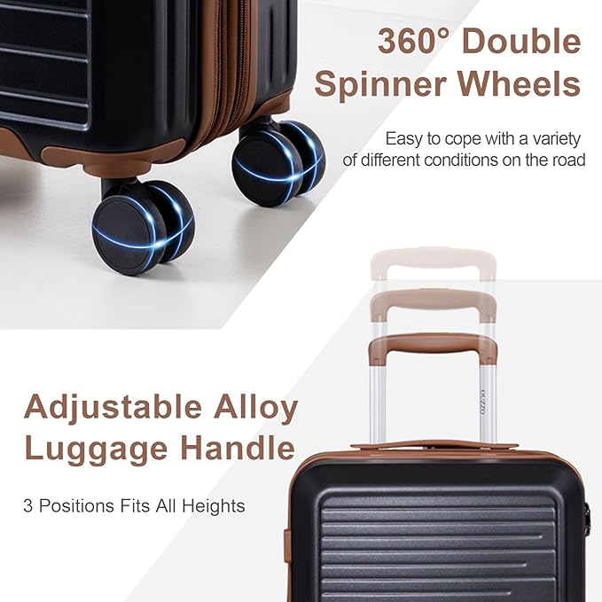 OUZZO 20 Inch Carry On Luggage, 22x14x9 Airline Approved,PC Hardshell Expandable Suitcases with Spinner Wheels TSA Lock, Lightweight Travel Luggage for Business Trip & Weekend Getaway