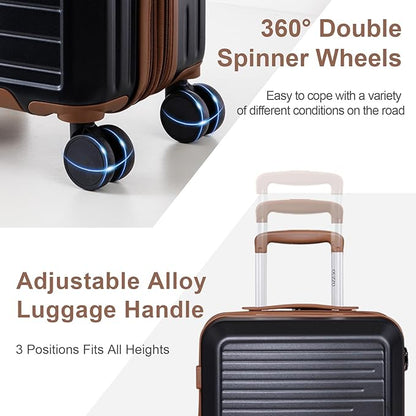 OUZZO 20 Inch Carry On Luggage, 22x14x9 Airline Approved,PC Hardshell Expandable Suitcases with Spinner Wheels TSA Lock, Lightweight Travel Luggage for Business Trip & Weekend Getaway