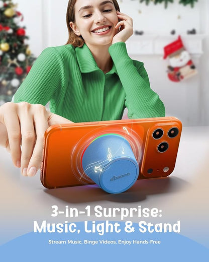 Bluetooth Speaker Stocking Stuffers for Teens: White Elephant Gifts for Adults Men Women, Loud Sound Portable Speaker with Color Light Phone Stand, Christmas Birthday for Boy Girls Trendy Stuff Gadget