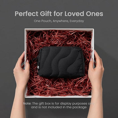 tomtoc Electronics Organizer Travel Case, Soft Puffy Organizer Bag Birthday Christmas Gifts Travel Essentials for Women Girls, Portable Accessory Tech Pouch Storage for Charger, Cord, Cable, Phone
