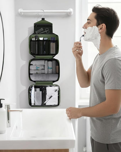 Maliton Toiletry Bag for Men & Women Large Toiletry Bags for Traveling Hanging Toiletry Bag Hygiene Bag with 4 Compartments Waterproof Bathroom Shower Bag(Olive Green)