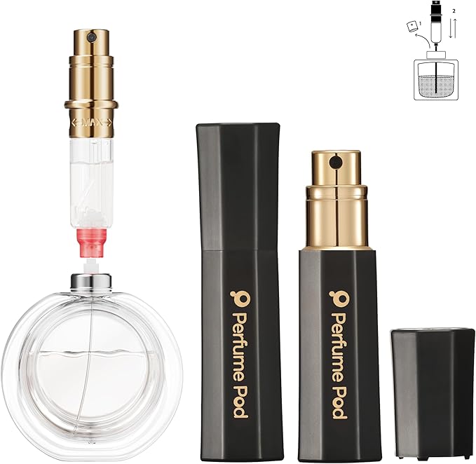 Perfume Pod Refillable Perfume Atomizer, Bottom Filling Fragrances Perfume Bottle, Mini Cologne Dispenser, Travel sized, Portable Sprayer for Women Men, Gift (FLORA01, BLACK)