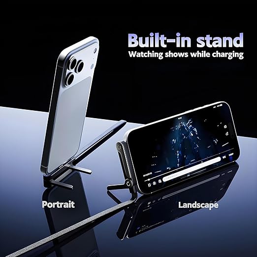 2-in-1 Invisible Stand Charging Cable, Multi Charger Cord with Type C Multi-Angle Adjustable Stand, 240W Fast Charging Cable 5 FT, for Smartphones,Tablets,Laptops,and Gaming Devices (2)