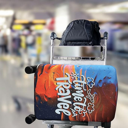 Explore Land Luggage Cover Suitcase Protector Fits 18-22 Inch Case (Time to Travel, S)