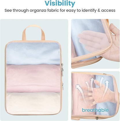 Cambond Compression Packing Cubes for Travel Women - Expandable Travel Bags Luggage Organizers Travel Essentials Compression Cubes for Travel Carry on Suitcases Organizer