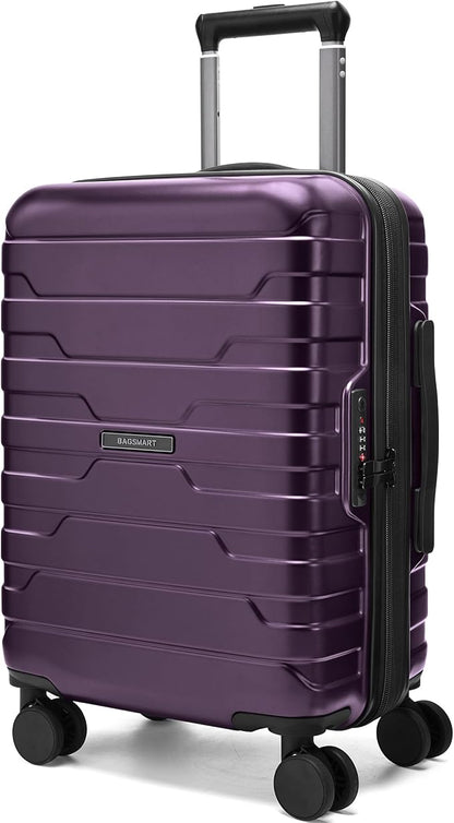 BAGSMART Carry On Luggage 22x14x9 Airline Approved with Spinner Wheels,Lightweight 20 Inch Luggage with TSA Lock,Expandable Hard Shell Carry On Suitcases for Men Women,Purple