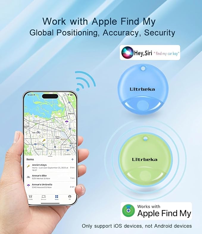 Air Tag-4 Pack Bluetooth Item Finder for iPhone – MFi Certified Smart Tracker Compatible with Apple Find My, Replaceable Battery, IP67 Waterproof Key Finder for Keys, Wallet, Luggage