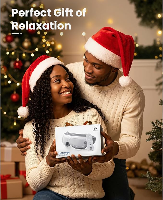 BOB AND BRAD Heated Eye Massager with Remote Control - EyeOasis 2 Plus for Migraines & Dry Eye Relief - Electric Eye Mask with Compression & Music - FSA Eligible Christmas Gifts for Women Men Mom Dad
