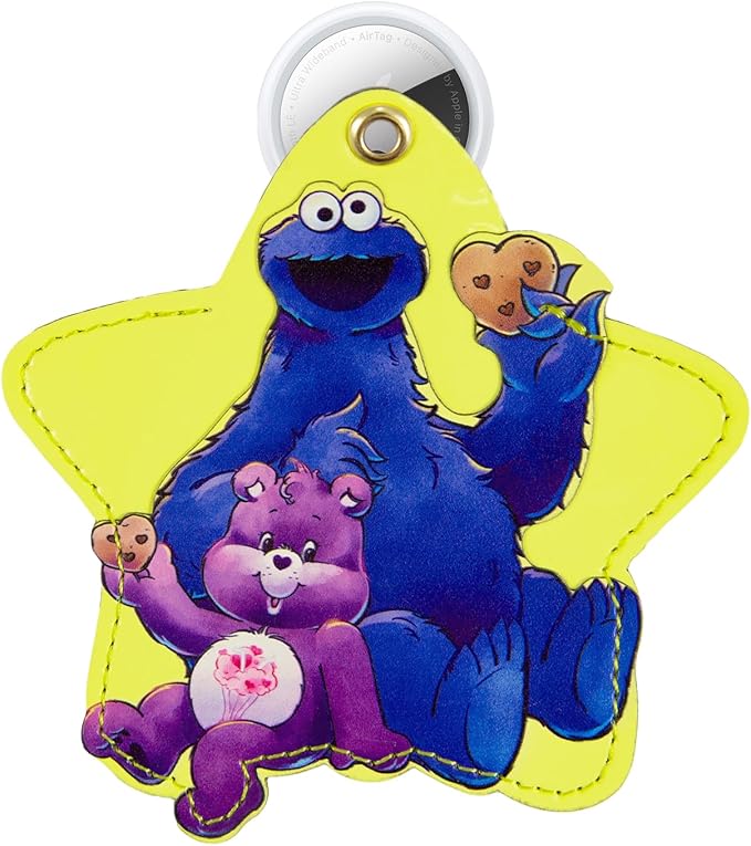 Sonix x Care Bears x Sesame Street Keychain Case Compatible with Apple AirTag | Protective AirTag Cover Keychain Charm | Purple | Share Bear & Cookie Monster