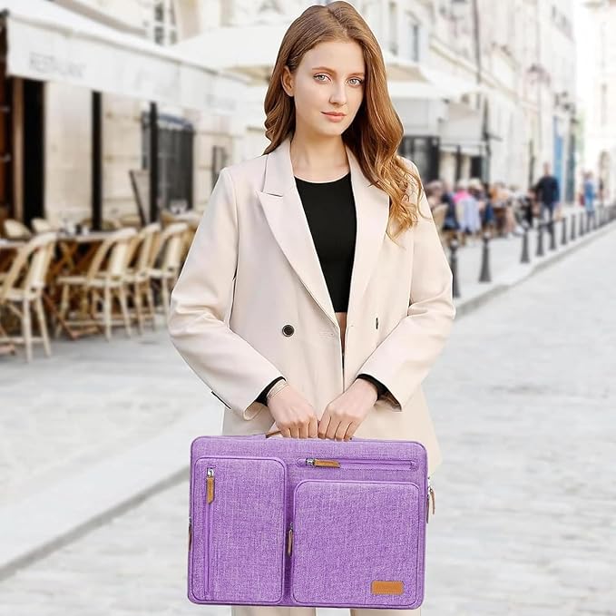 MOSISO 360 Protective Laptop Case 16 inch, 15-15.6 inch Laptop Sleeve Compatible with MacBook Pro 16, HP, Acer, Dell, Lenovo, ASUS, Side Open Carrying Case with 4 Zipper Pockets&Handle, Lilac