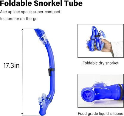 Kids Snorkeling Set Children Mask Fin Snorkel Set Snorkeling Gear Snorkel Mask + Adjustable Swimming Kids Flippers+ Dry Snorkel Tube + Travel Bags