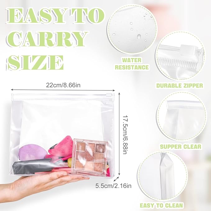Xuniea 50 Pcs Mini Clear Makeup Bag Small Clear Zipper Pouch Travel Plastic Cosmetic Organizer Waterproof for Toiletries Swimsuit Bikini Bathing Suit(8.6'',Transparent)