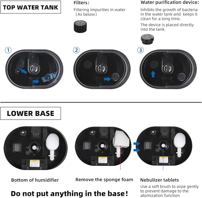 6L Humidifiers for Bedroom Large Room Home, Cool and Warm Humidifier for Plants Mist Top Fill Desk Humidifiers Essential Oil Diffuser, Quiet Humidifier with Adjustable Mist,360°Nozzle-Midnight Black