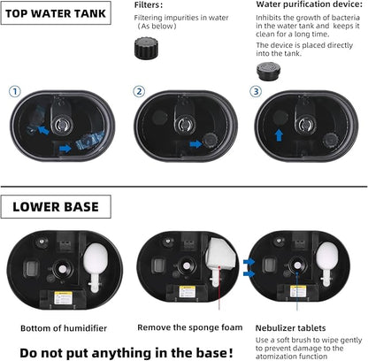 6L Humidifiers for Bedroom Large Room Home, Cool and Warm Humidifier for Plants Mist Top Fill Desk Humidifiers Essential Oil Diffuser, Quiet Humidifier with Adjustable Mist,360°Nozzle-Midnight Black