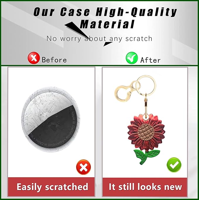 Shiny Leather Charm Keychain Holder Case Compatible with AirTag,Cute Protective Cover with Keyring,Anti-Scratch Finder GPS Tracker Case for Wallet Keys,Bag,Pets(Flower B)
