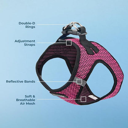 Best Pet Supplies Voyager Step-in Air Harness - All Weather Mesh, Reflective, No Pull Harness for Dogs, Cats - Secure with Hook & Loop Fastener, Buckle, Double D-Rings - Fuchsia 2-Tone, XS