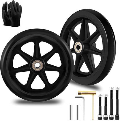 2Pcs 6 Inch Replacement Wheelchair Wheels for Walkers - Environmentally Friendly Rubber Material, Wear-Resistant PU Tires, Anti-Slip, and Durable ABS Wheel Hub (6IN Narrow 2Pcs)