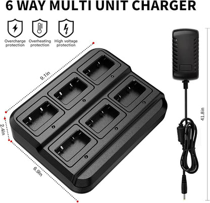 BAOFENG BD-V12B Radio 6 Pack Long Range Walkie Talkies for Adults, Portable FRS Two-Way Radios Rechargeable, with 6 Way Gang Charger,Earpiece,Typc-C Charging for School,Restaurant,Xmas Birthday Gifts