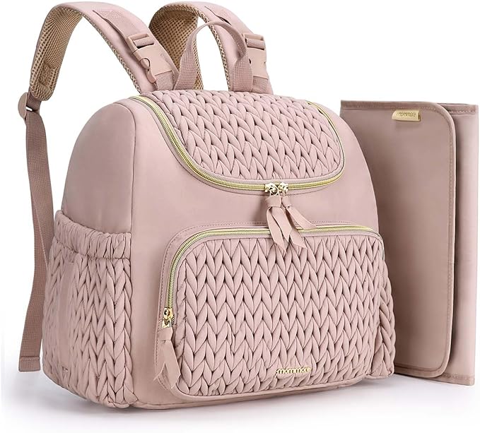 mommore Small Diaper Bag Diaper Backpack Stylish Toddler Baby Mini Maternity Bags Travel Backpacks with Insulated Pockets, Changing Pad, Stroller Straps