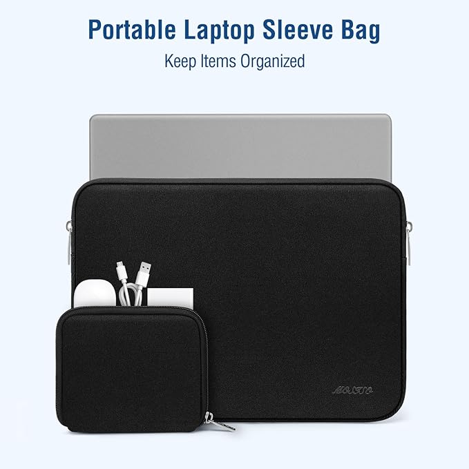 MOSISO Laptop Case 13.3 inch, 13-13.3 inch Laptop Sleeve Bag Compatible with MacBook Air/Pro 13/Pro 14 M5 M4 M3 M2 M1, HP Dell ASUS Lenovo, Neoprene Computer Sleeve Bag with Small Case, Black