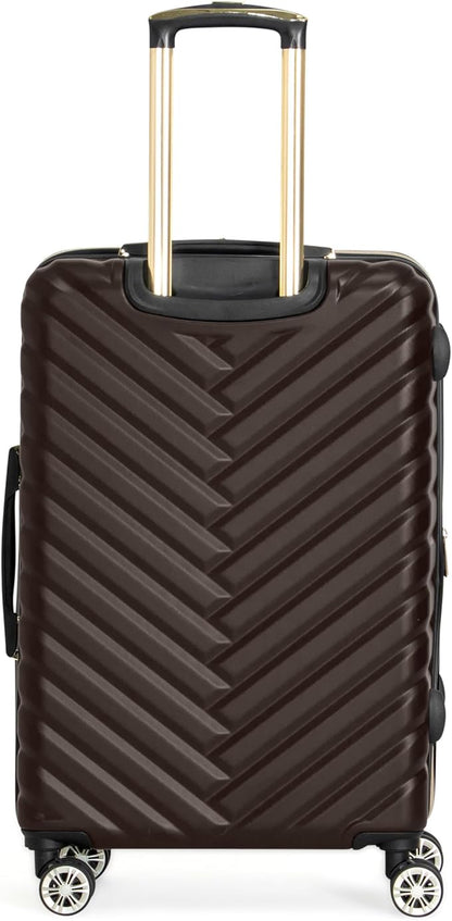 Kenneth Cole REACTION Madison Square Lightweight Hardside Chevron Expandable Spinner Luggage, Chocolate Brown, 24-Inch Checked
