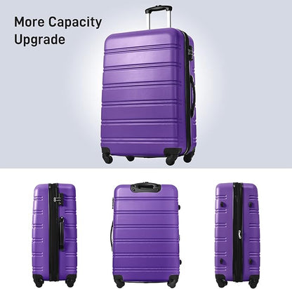 Merax Luggage Sets 3 Piece Hardside Expandable Suitcase with Spinner Wheels,Durable Lightweight Luggage with TSA Lock, Large Travel Luggage Set(Purple-1,20+24+28 inches)