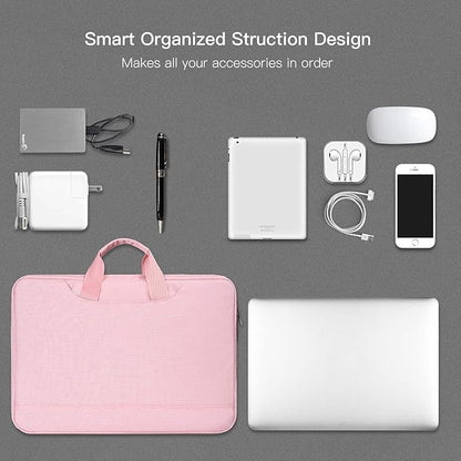 14 15 Inch Laptop Case Women Ladies Bag TSA Laptop Sleeve for MacBook Pro 14" M5/M4/M3/M2/M1, Macbook Air 15 M4/M3, Dell XPS 15/Inspiron 14, Acer HP Lenovo ASUS Chromebook 14" Notebook Case Bag, Pink