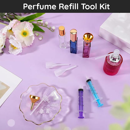 Segbeauty 8pcs 5ml Perfume Refill Tool Making Kit, Plastic Blue Purple Perfume Dispenser Decanter Kit with Pump Dropper for Atomizer Sprayer, Extractor Transfer Tool 0.17oz for Travel Cologne Bottle