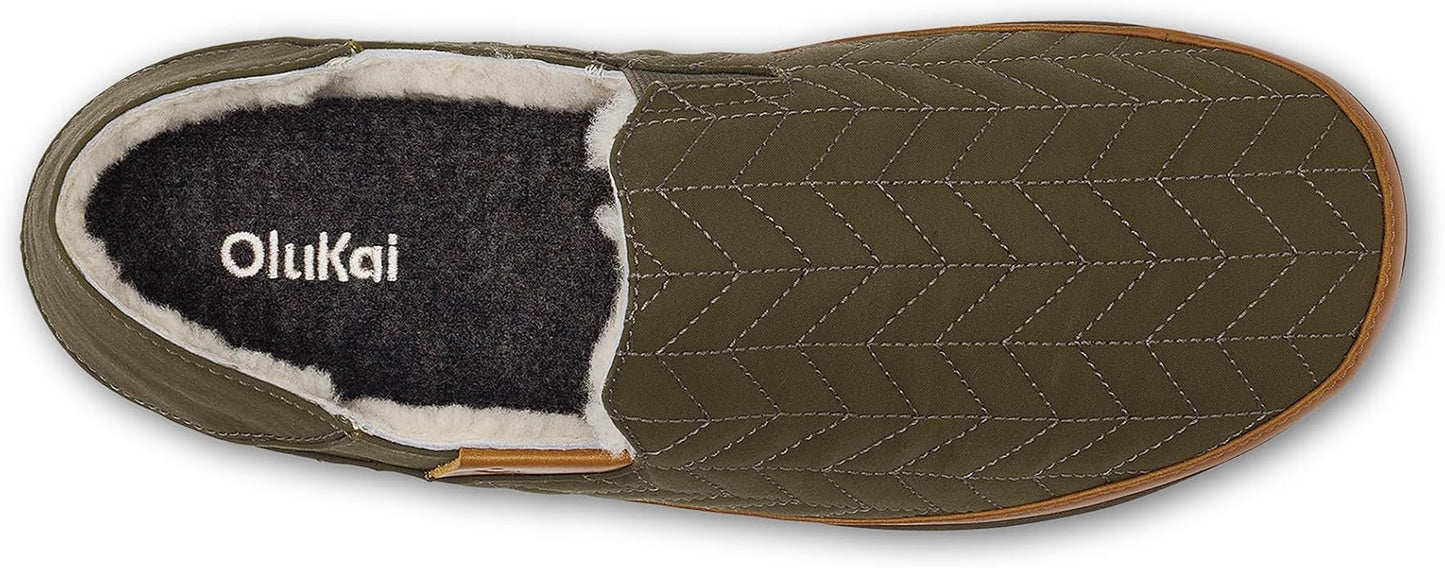 OLUKAI Hanohano Men's Slipper, Weather Resistant Waxed Canvas, Rubber Grip Soles for Inside & Outside Wear, Durable & Comfortable Slip-On