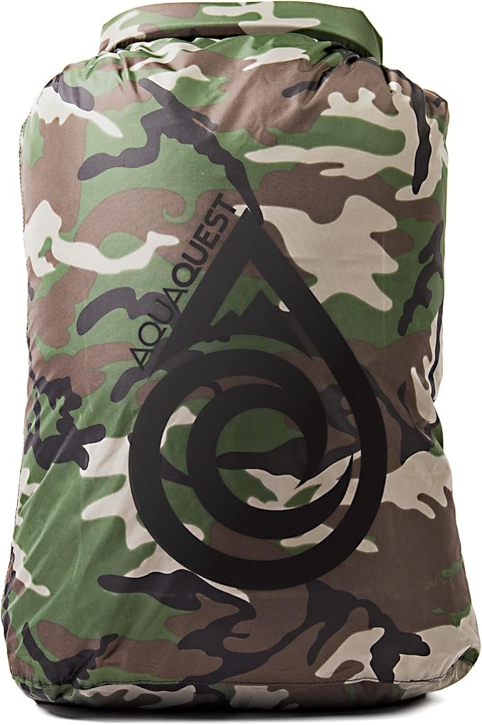 AquaQuest Rogue Dry Bag – 20L Woodland Camo – 100% Waterproof Roll Top – Travel Waterproof Bag