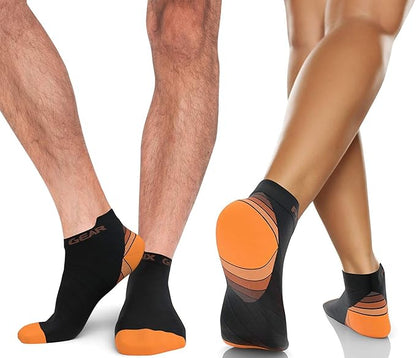 Physix Gear Short Compression Socks for Men & Women - Best Low Compression Socks Women & Men Ankle Socks with Arch Support