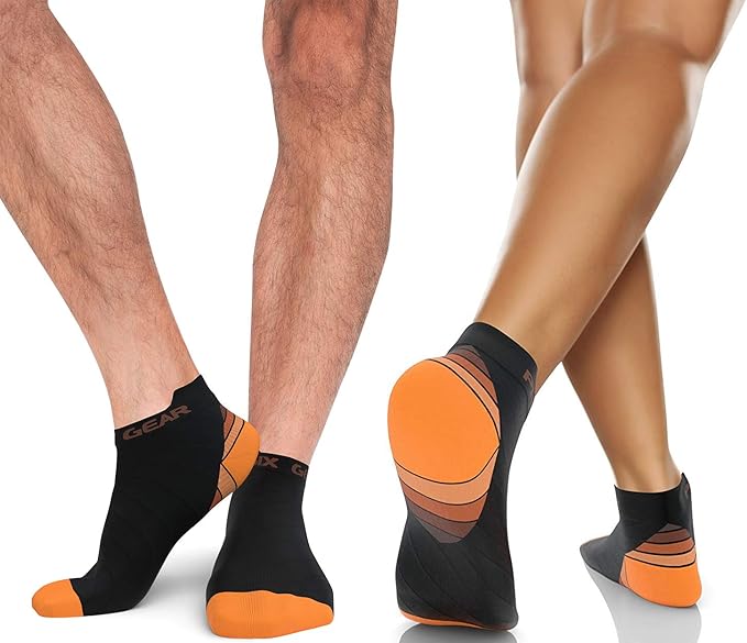 Physix Gear Short Compression Socks for Men & Women - Best Low Compression Socks Women & Men Ankle Socks with Arch Support