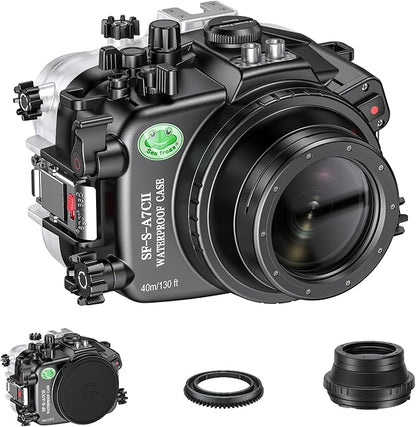 Sea frogs Underwater Camera Case Compatible with Sony A7C-II for E 10-18mm F4 OSS IPX8 40m/130ft Maximum Diving Depth Waterproof Camera Housing for Diving, Surfing, Rowing, Skiing A7C-2 A7C II