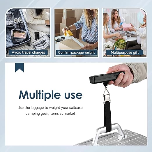travel inspira Luggage Scale Battery-Free, Travel Essentials, Portable Handheld Digital Suitcase Weight Scale for for Travel Accessories, 110lbs/50kg (Black)