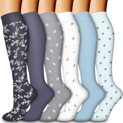 BLUEENJOY Copper Compression Socks for Women & Men (6 pairs) - Best Support for Nurses, Running, Hiking, Recovery