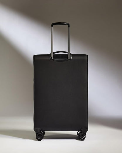 ANTLER - Soft Stripe Medium Luggage - 27" Softside Suitcase, Adjustable Handle, 4 Spinner Wheels, Lightweight, Expandable, TSA Lock - Recycled Polyester Luggage - Black