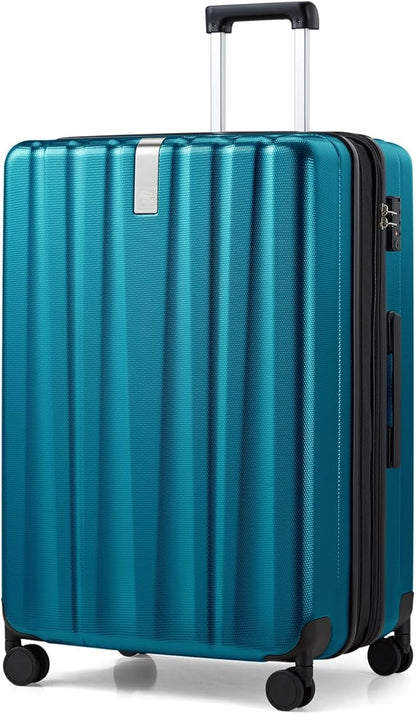 Hanke 29 Inch Expandable Checked Luggage Lightweight PC Hard Shell Luggage Suitcases with Wheels Tsa Luggage Rolling Large Suitcase Travel Luggage Bag for Study Abroad(Caribbean Blue)