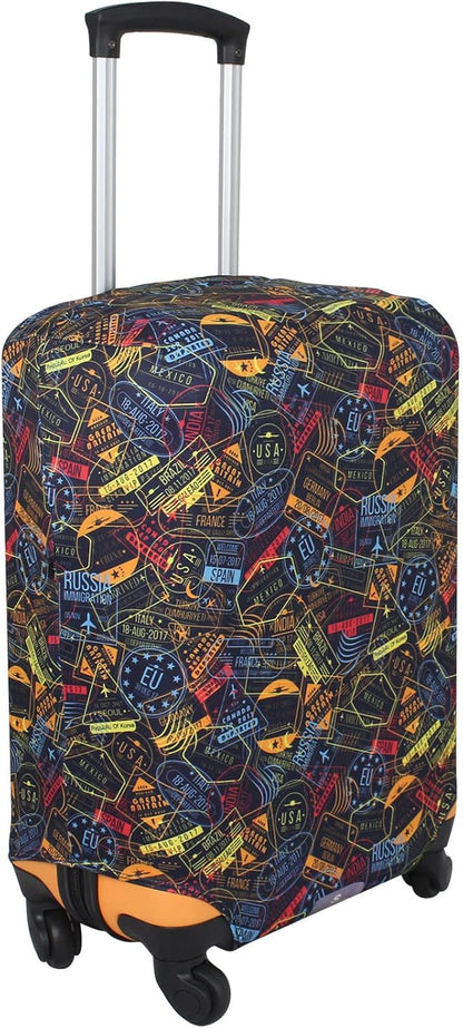 Explore Land Travel Luggage Cover Suitcase Protector Fits 27-30 Inch Case (Stamp, L)