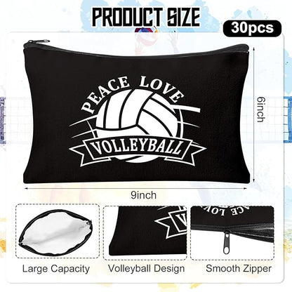 30Pcs Volleyball Makeup Bag Volleyball Cosmetic Bags Gift Accessories Canvas Travel Toiletry Pouch Birthday Christmas Gifts for Women Players Lover