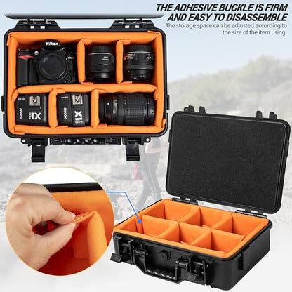 Protective Camera Case 11.8 X 7.5 X 4.3 Inch Shockproof Water-resistant with Adjustable Dividers (Can hold cameras, pistols, gear, equipment)